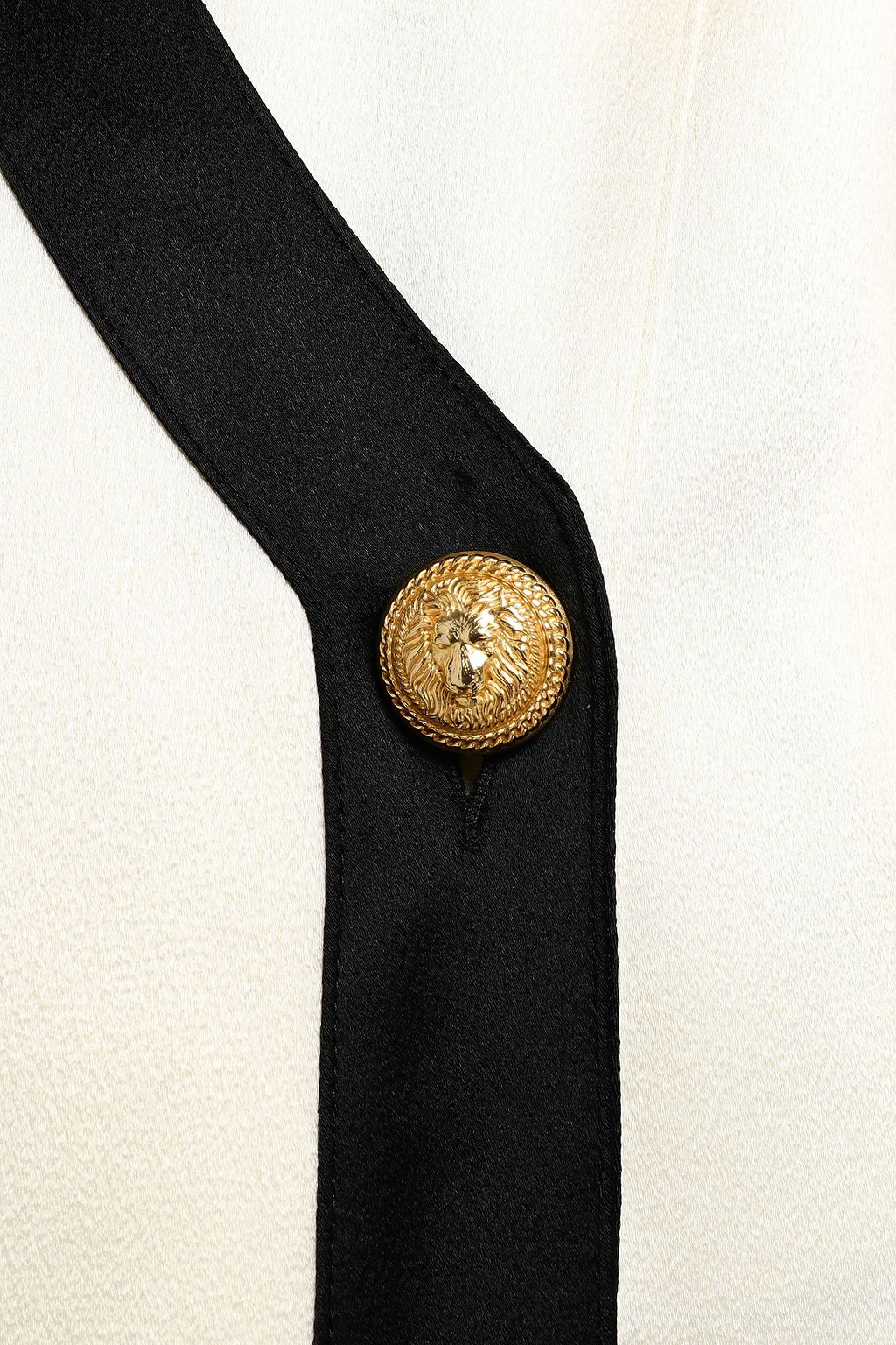 BALMAIN Double-breasted two-tone satin-crepe jacket