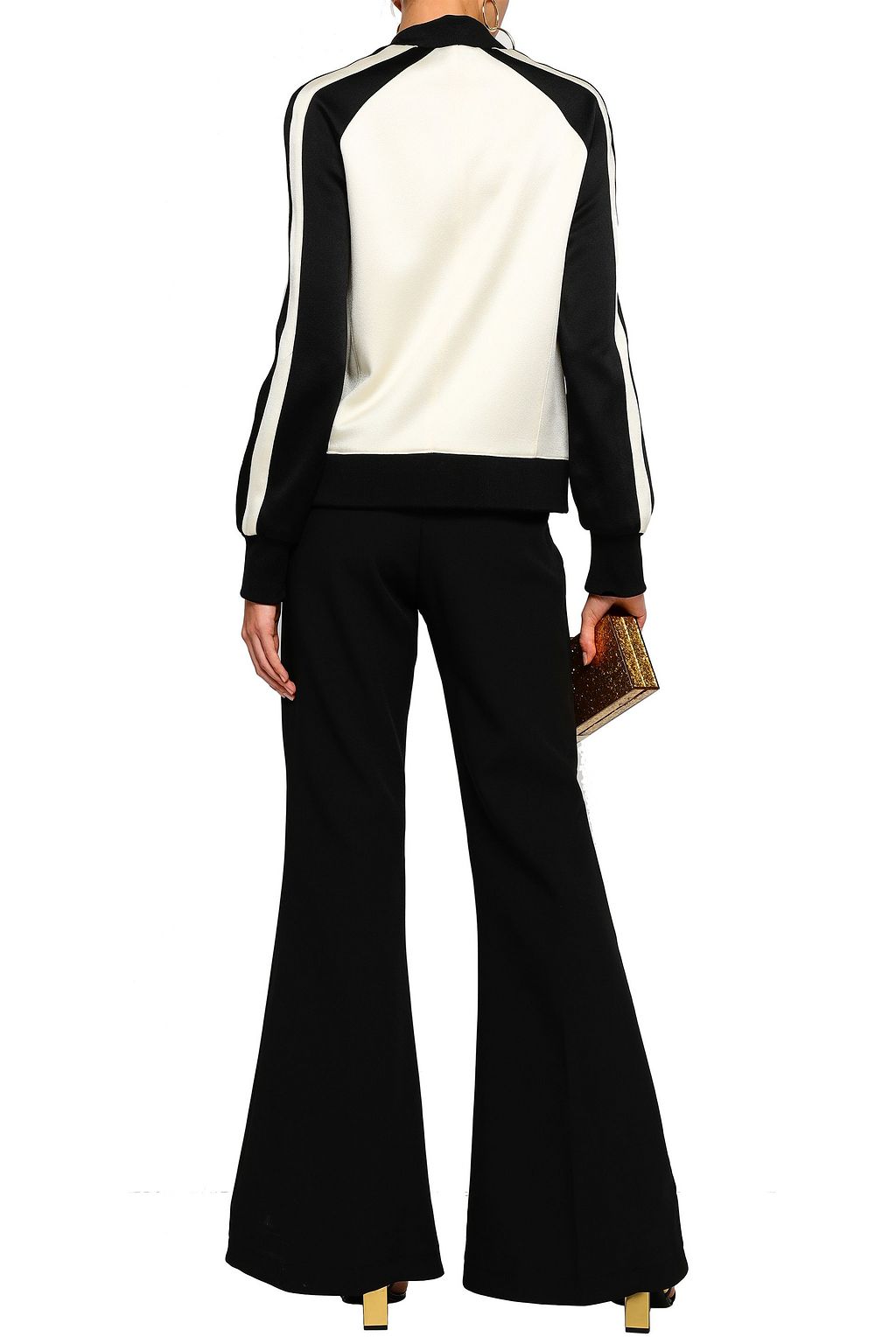 BALMAIN Double-breasted two-tone satin-crepe jacket