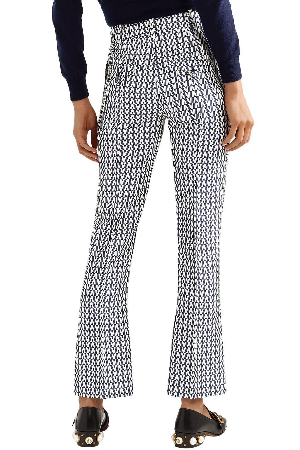 VALENTINO GARAVANI Printed wool and silk-blend flared pants