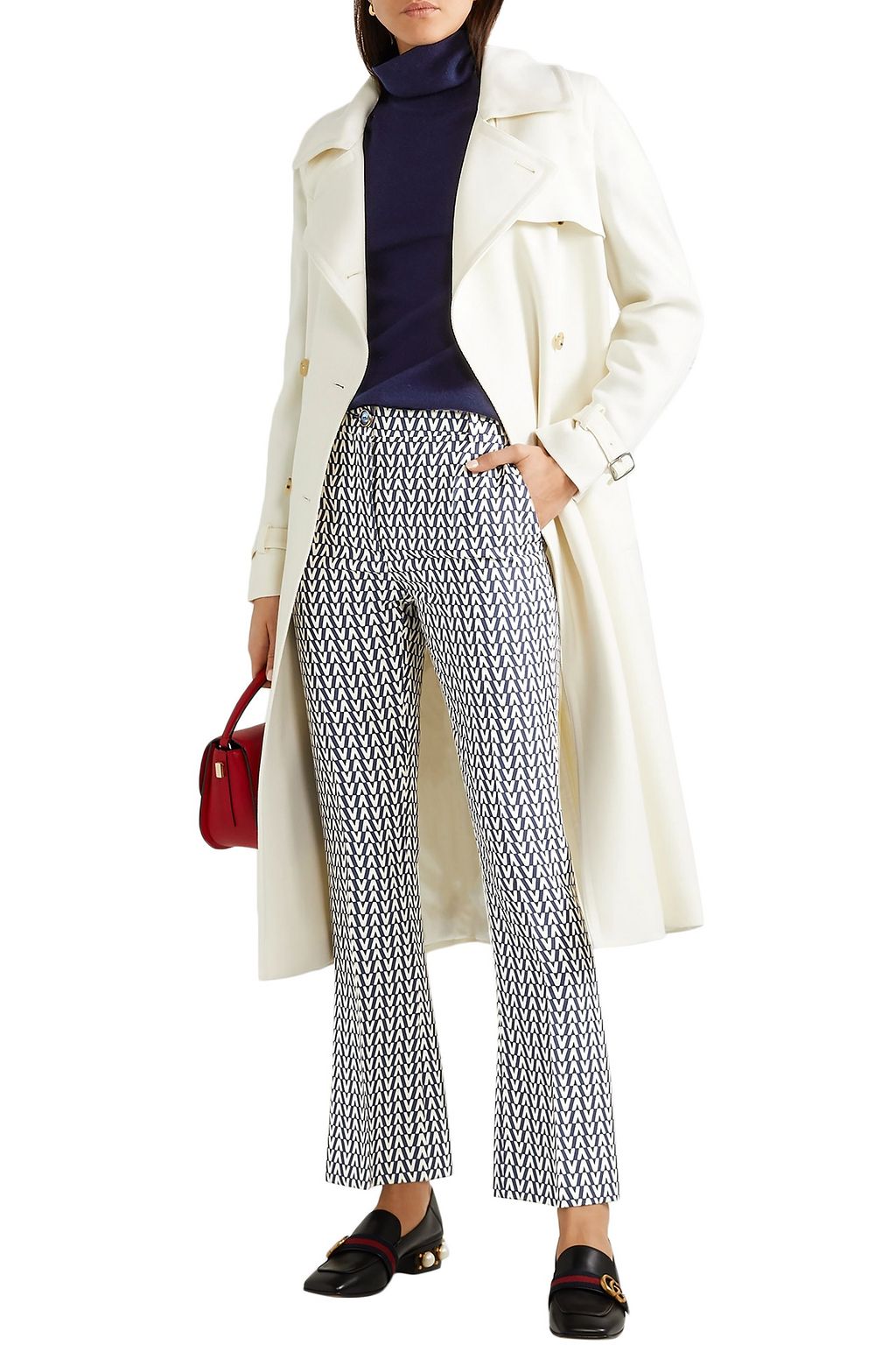 VALENTINO GARAVANI Printed wool and silk-blend flared pants
