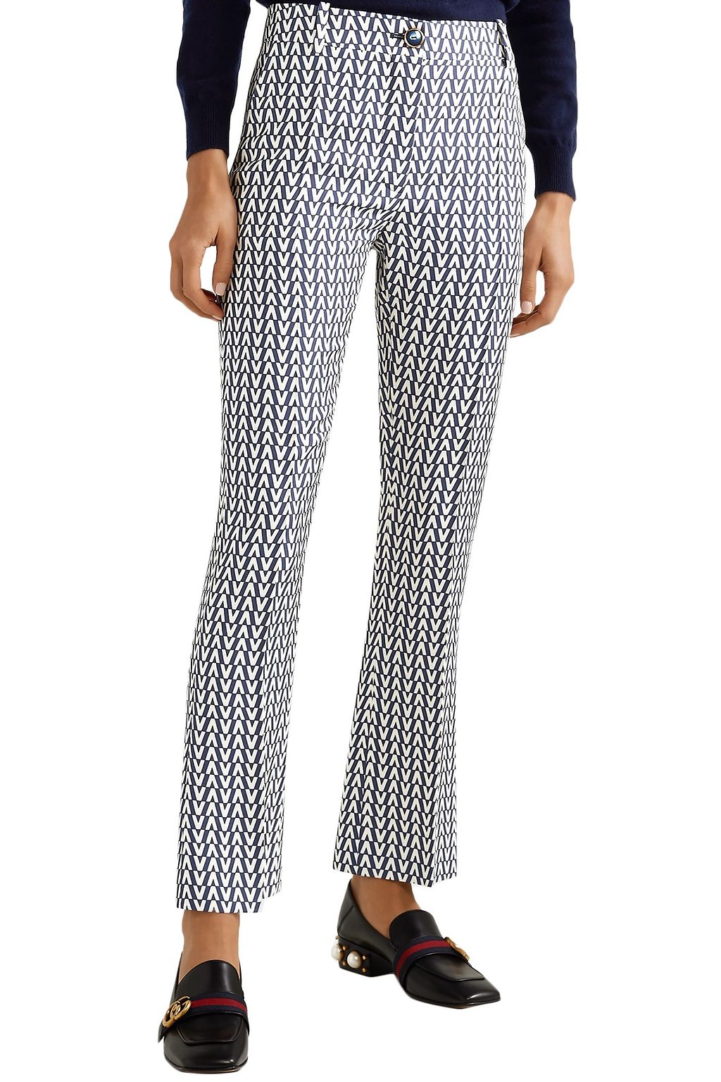 VALENTINO GARAVANI Printed wool and silk-blend flared pants