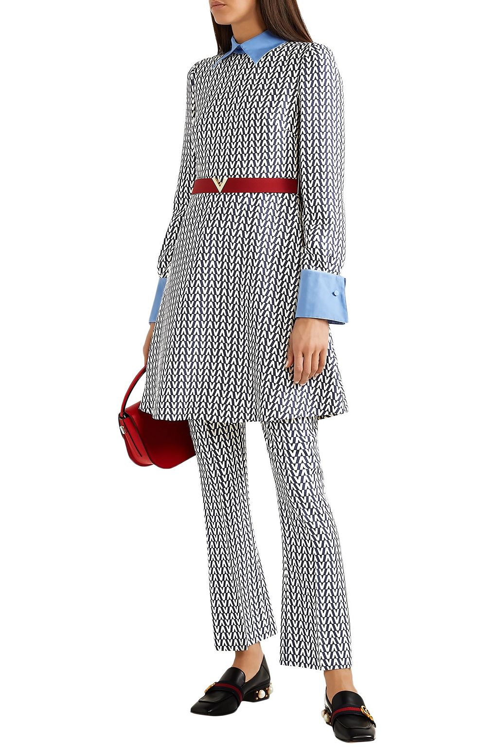 VALENTINO GARAVANI Printed wool and silk-blend flared pants