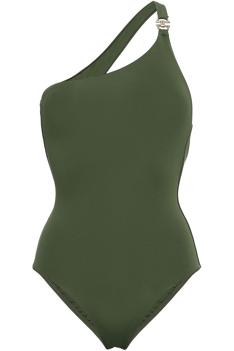 green one shoulder swimsuit