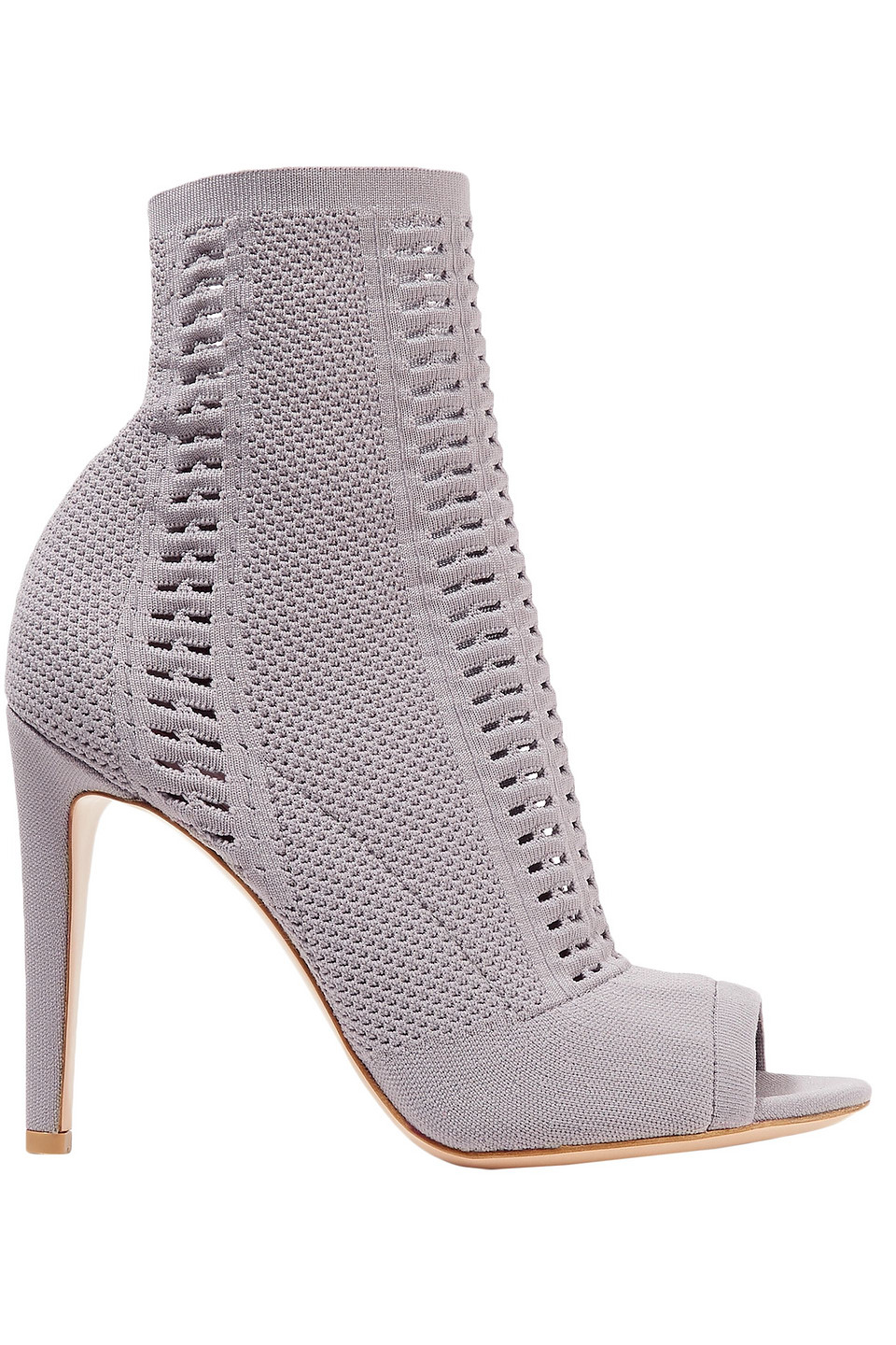 Gianvito Rossi Woman Open-knit Sock Boots Taupe Size 37.5