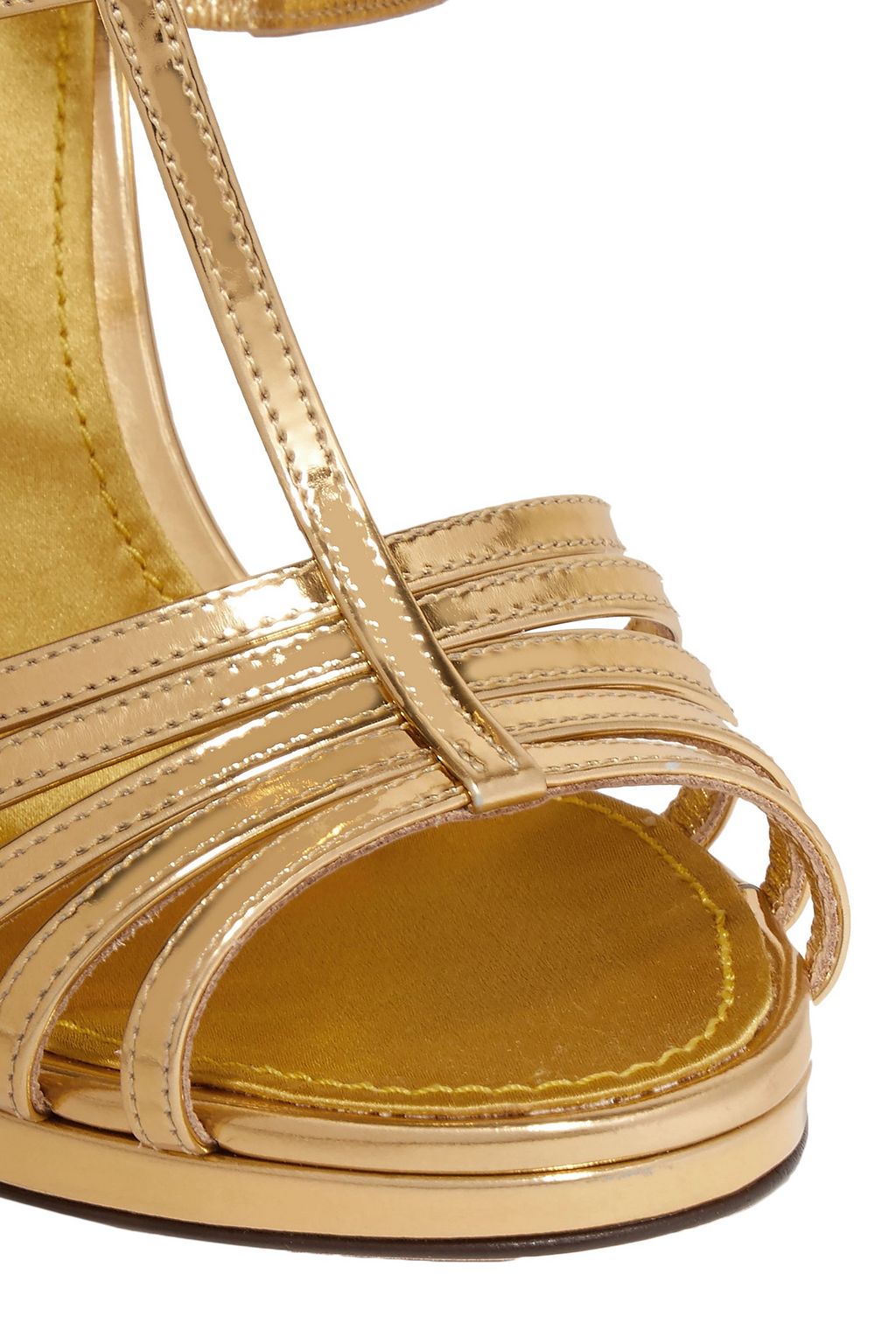 DOLCE&GABBANA Keira embellished mirrored-leather sandals