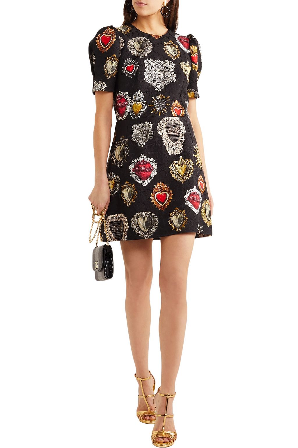 DOLCE&GABBANA Keira embellished mirrored-leather sandals