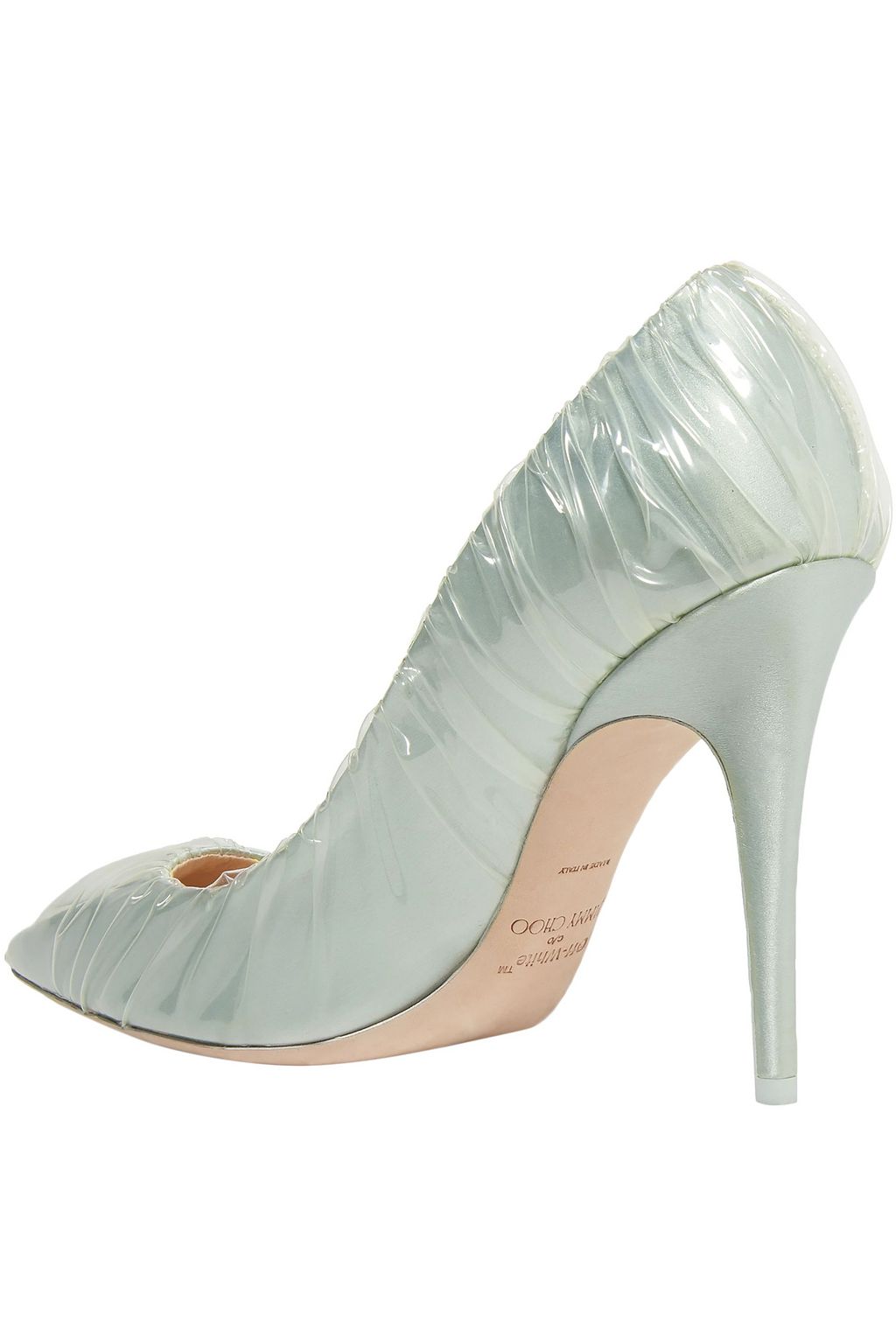 OFF-WHITE™ C/O JIMMY CHOO Anne 100 PVC-wrapped satin pumps