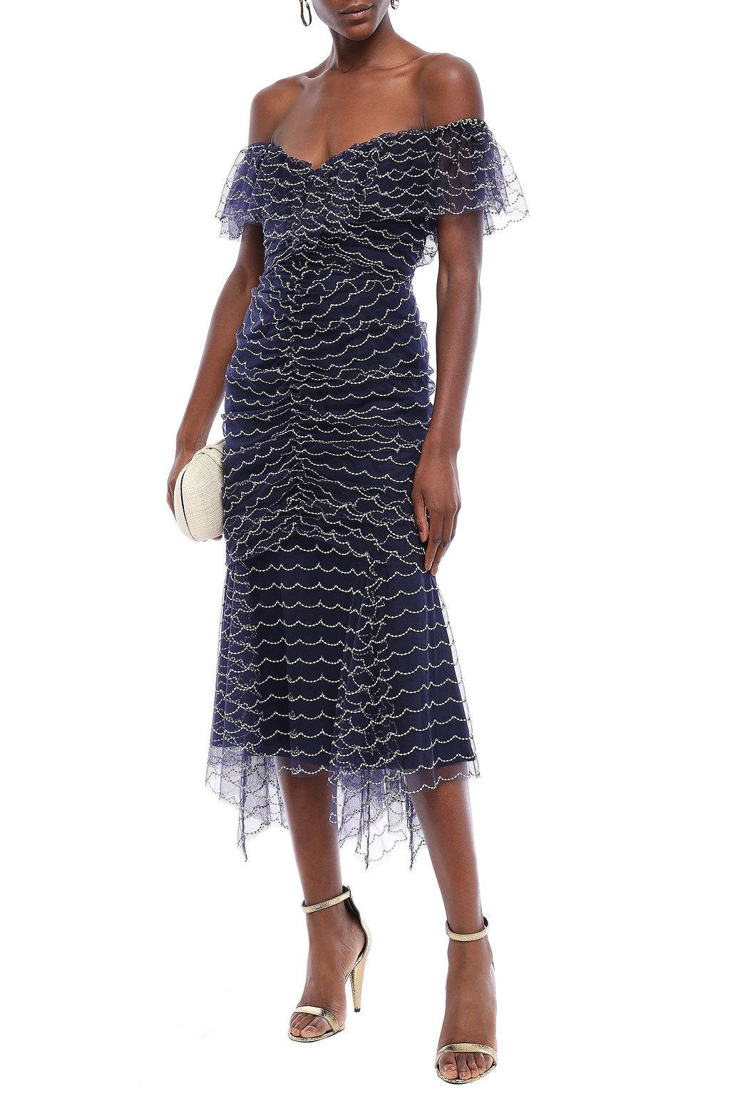 alice mccall oscar ruched midi dress