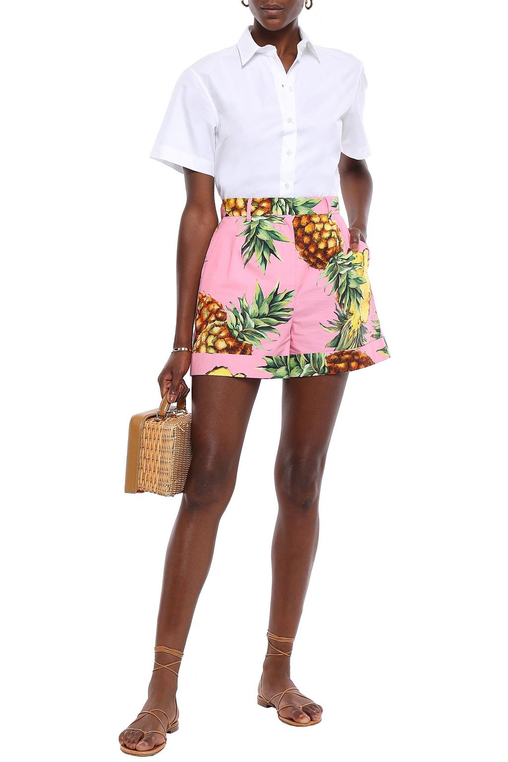 DOLCE&GABBANA Printed cotton-poplin shorts