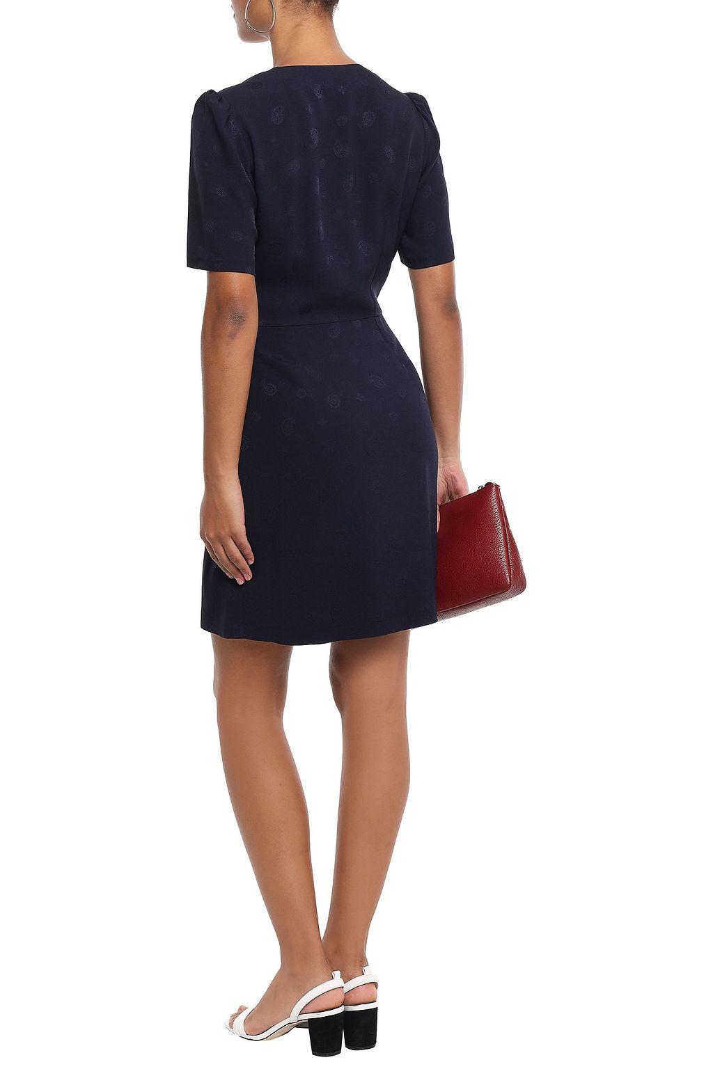 CLAUDIE PIERLOT Rina wrap-effect bow-embellished printed satin-crepe mini dress
