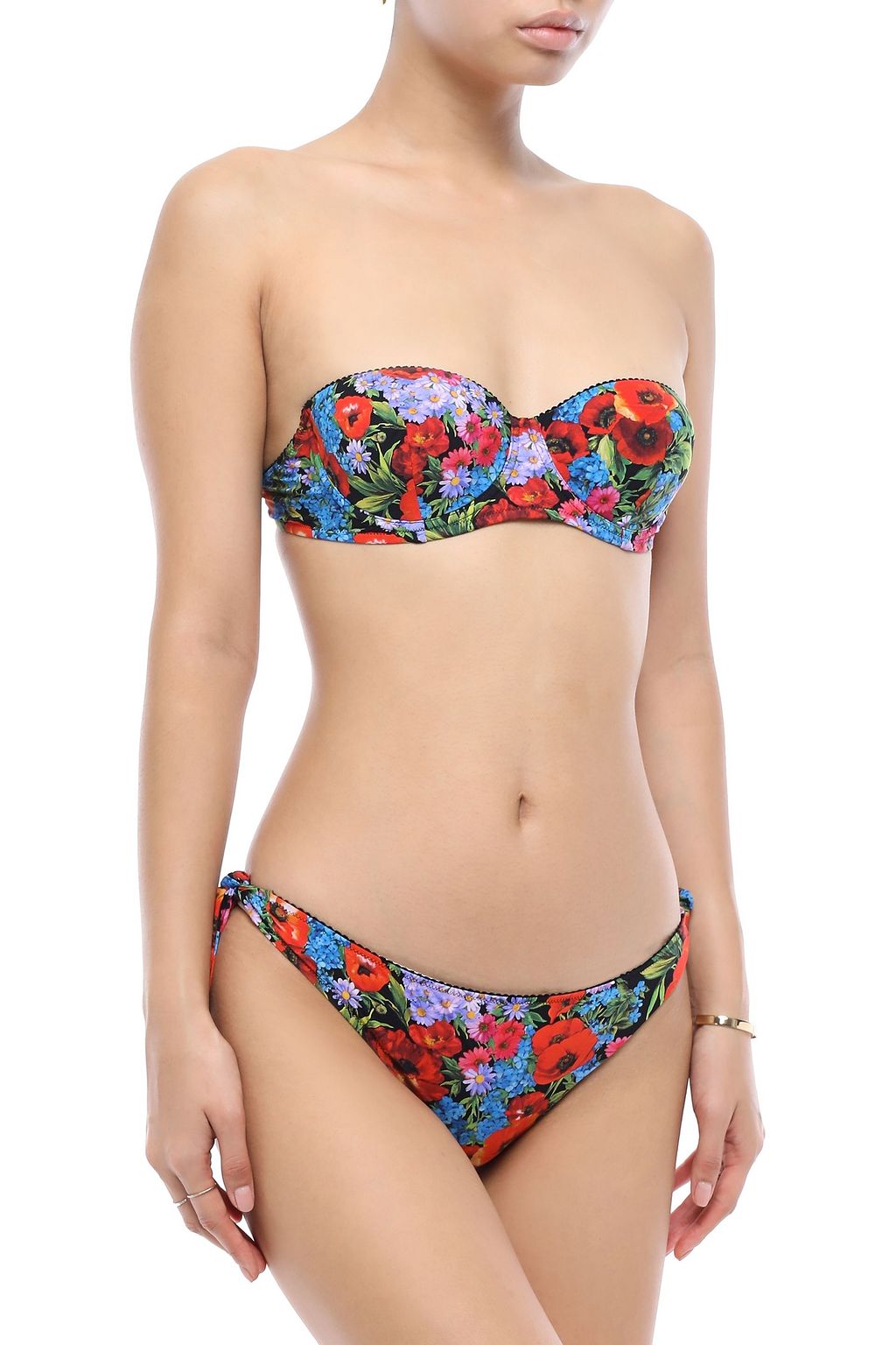DOLCE&GABBANA BEACHWEAR Floral-print underwired bikini top