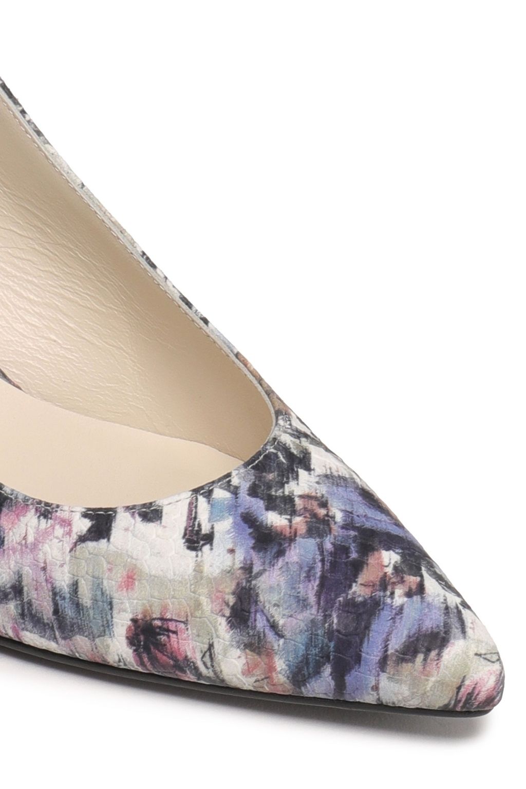 STUART WEITZMAN Printed snake-effect leather slingback pumps