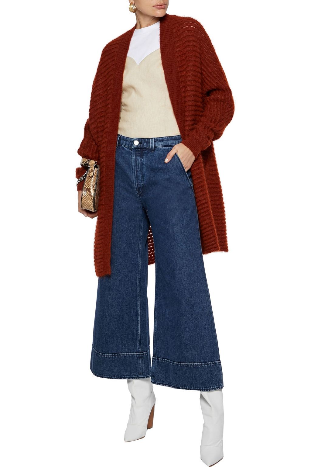 MAJE Brushed ribbed-knit cardigan