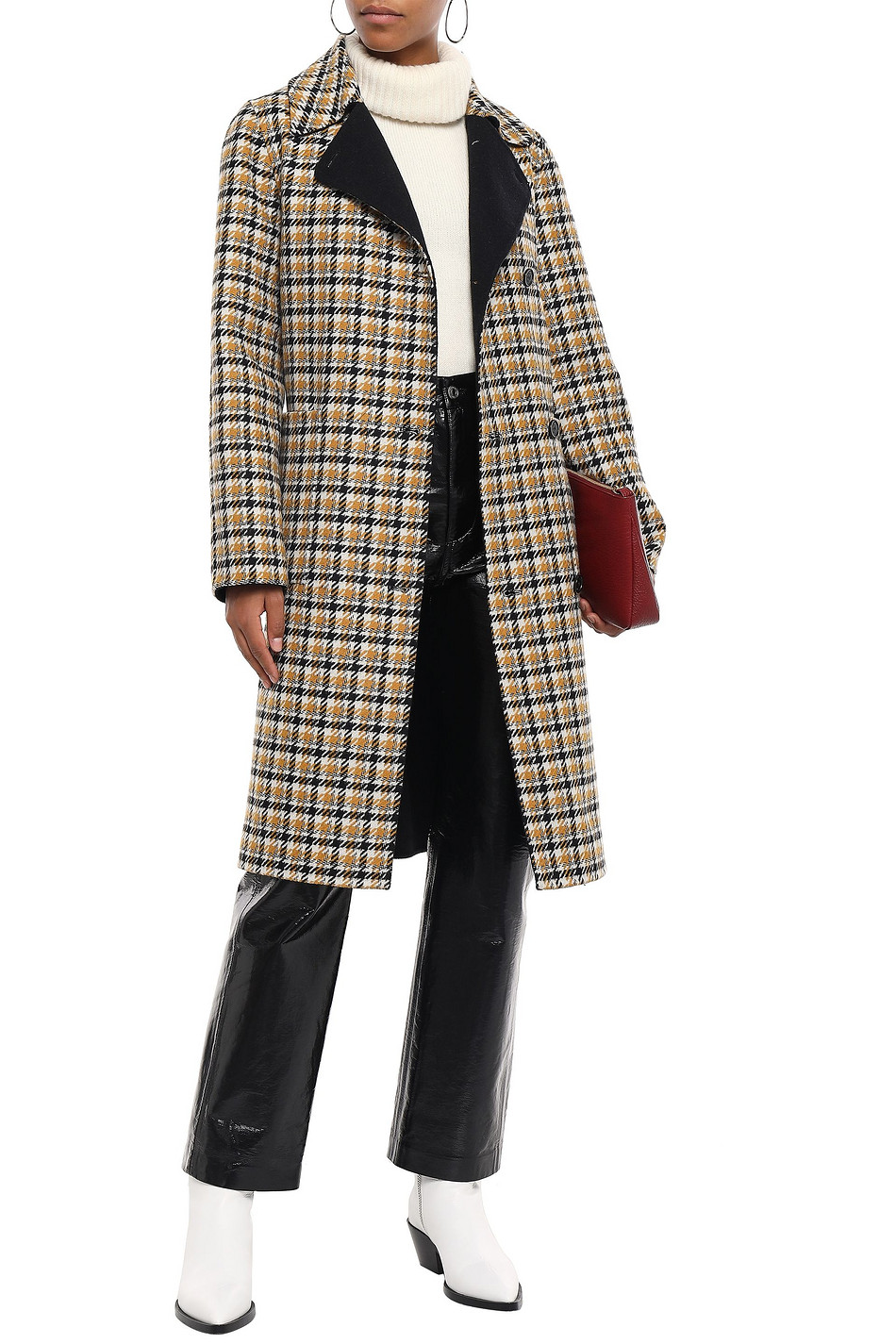 CLAUDIE PIERLOT Glorieux checked wool-blend felt coat