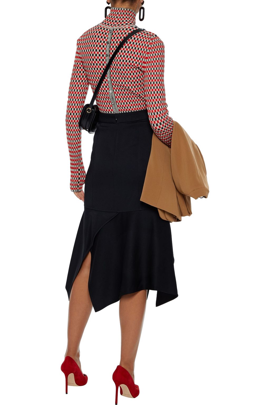 VICTORIA BECKHAM Asymmetric fluted satin-crepe midi skirt