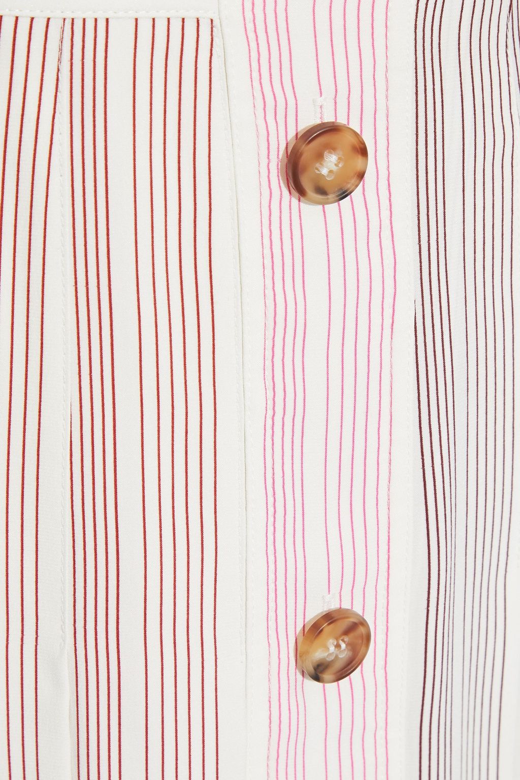 VICTORIA BECKHAM Pleated button-detailed striped silk-crepe midi skirt