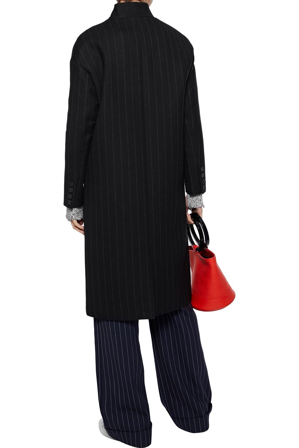 MAJE Pinstriped wool-blend gabardine coat