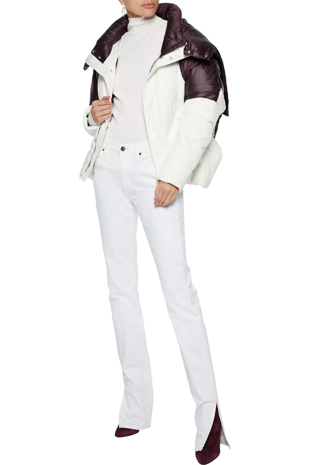 MAJE Quilted two-tone shell hooded coat