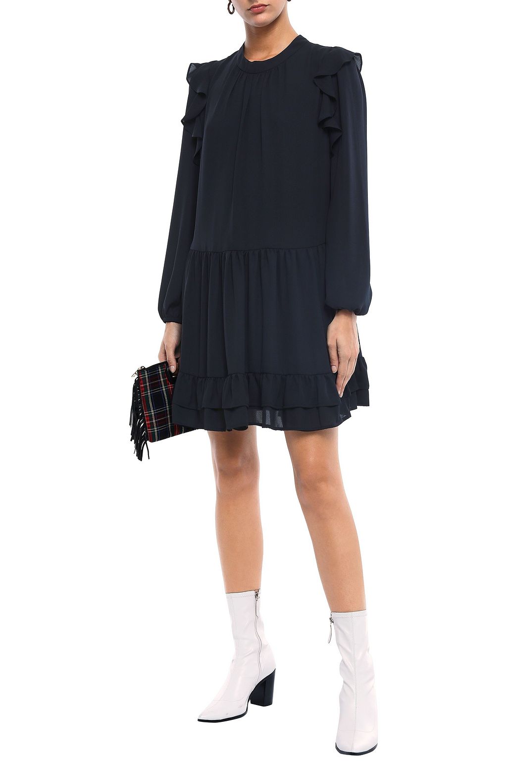 CLAUDIE PIERLOT Role ruffled crepe de chine mini dress