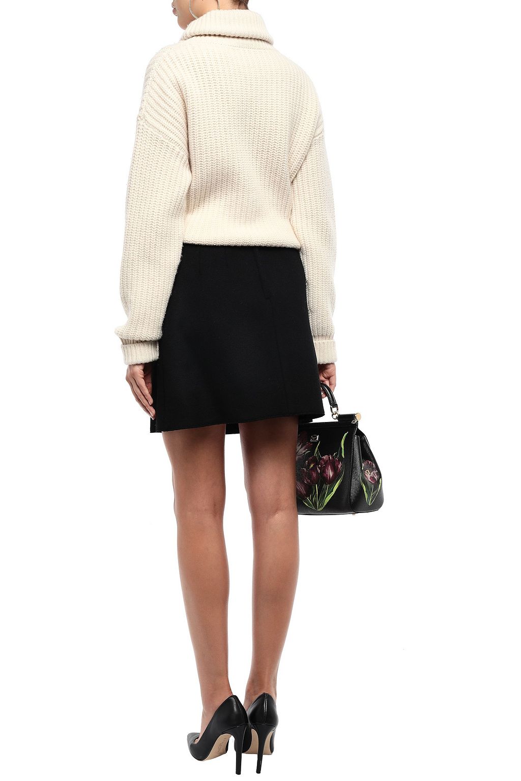 DOLCE&GABBANA Button-embellished wool-felt mini skirt