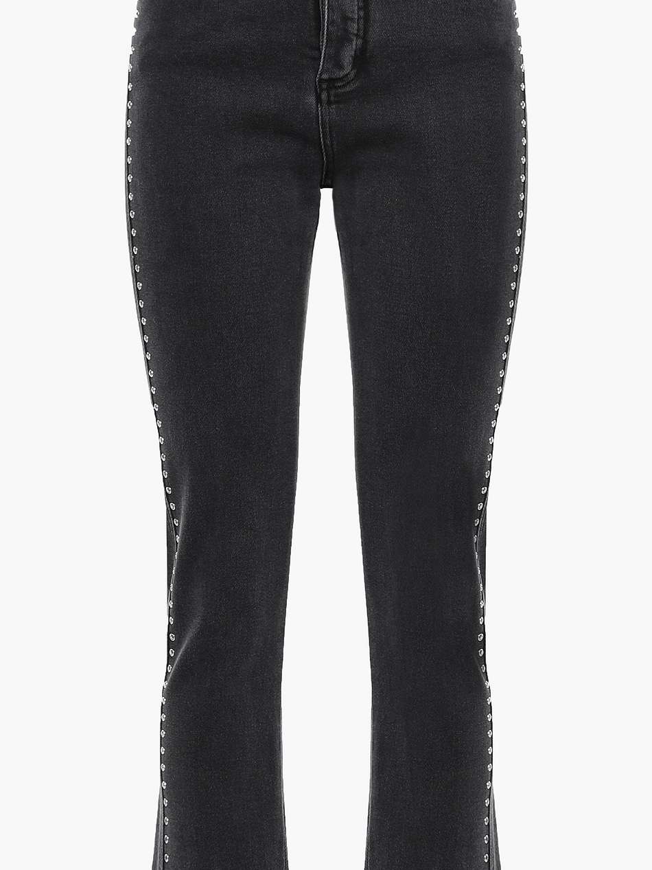 studded high-rise straight-leg pants
