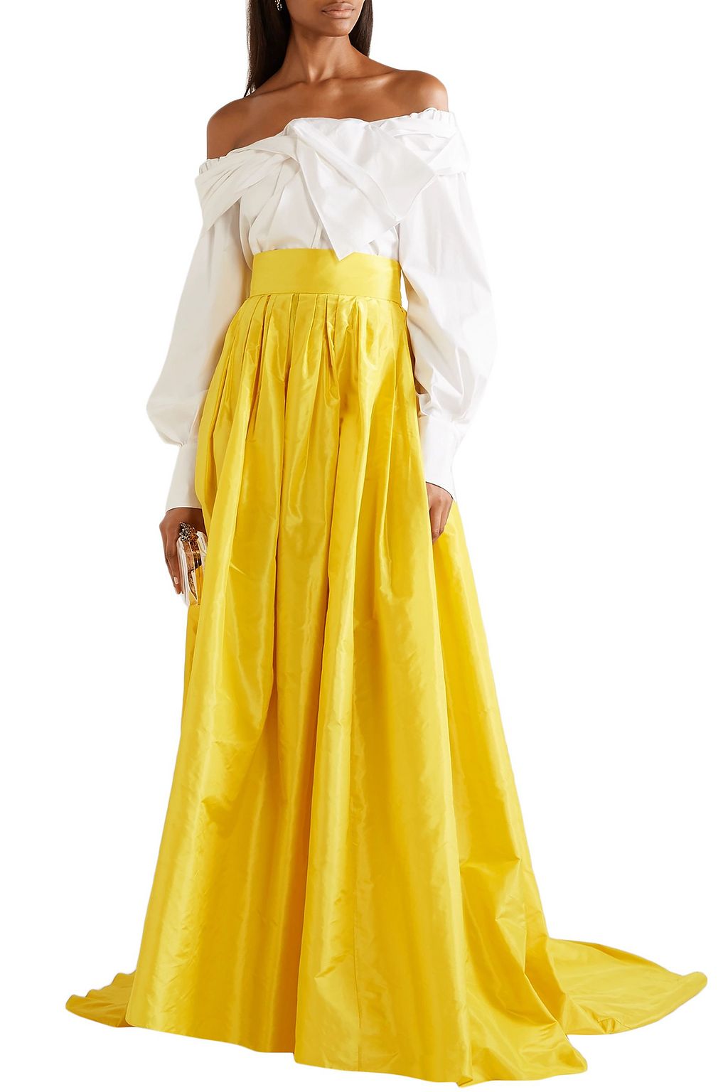 CAROLINA HERRERA Flared pleated silk-taffeta maxi skirt