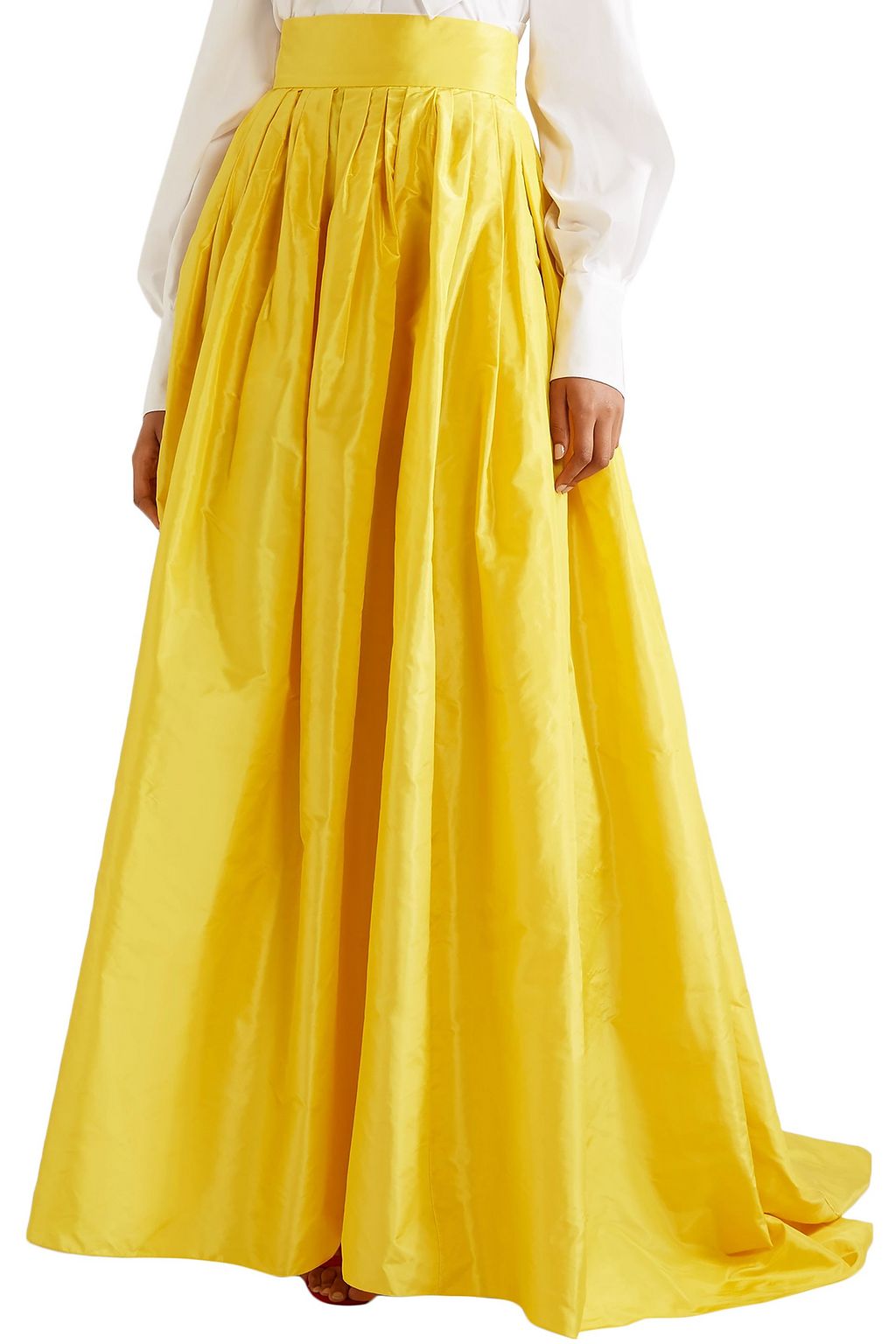 CAROLINA HERRERA Flared pleated silk-taffeta maxi skirt