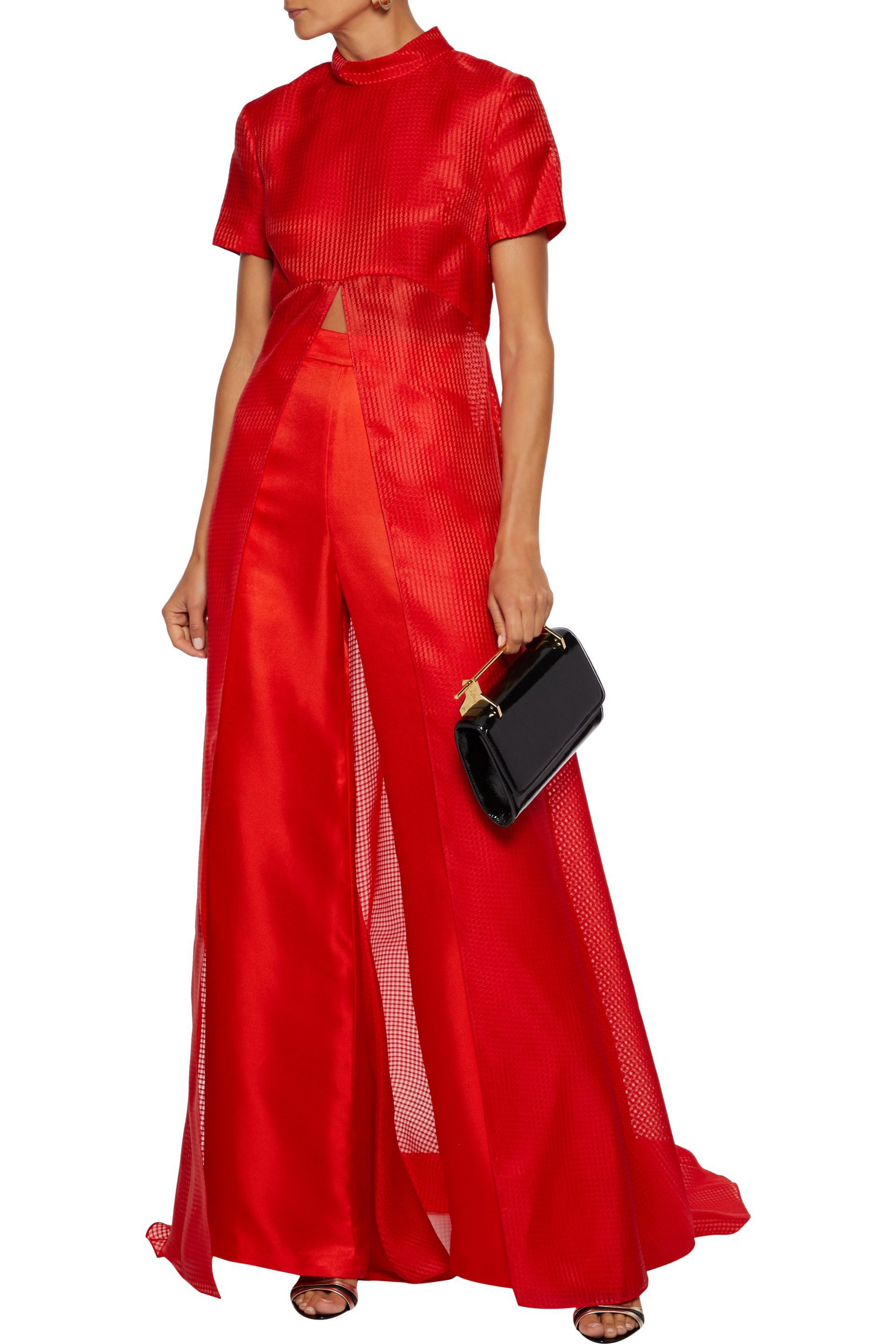 Brandon Maxwell Textured-silk top