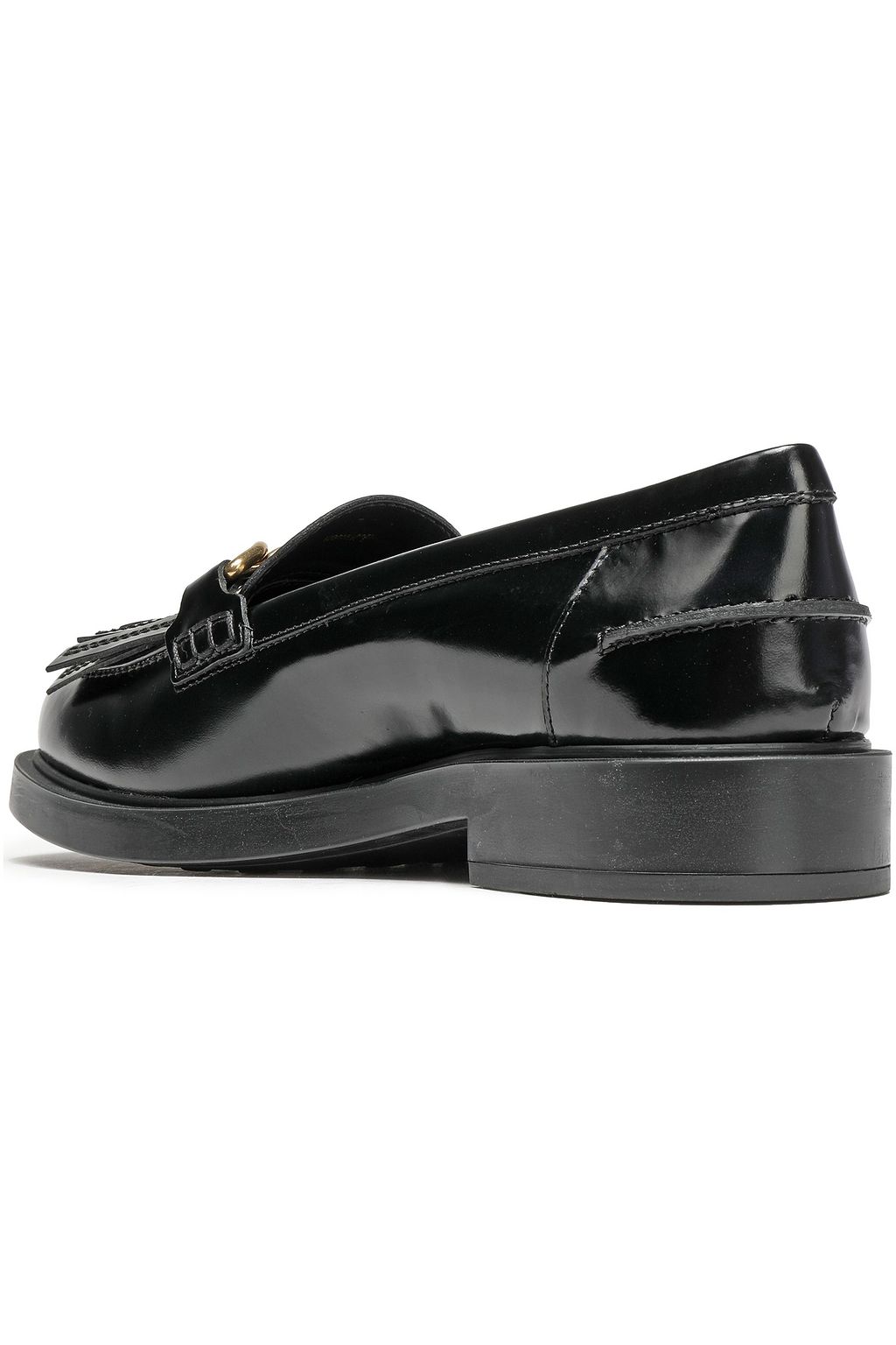 TOD'S Fringed embellished glossed-leather loafers