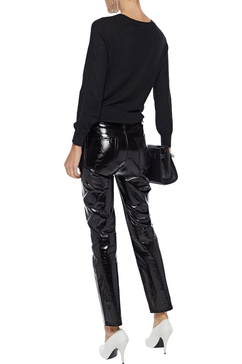 FRAME Slick textured patent-leather slim-leg pants