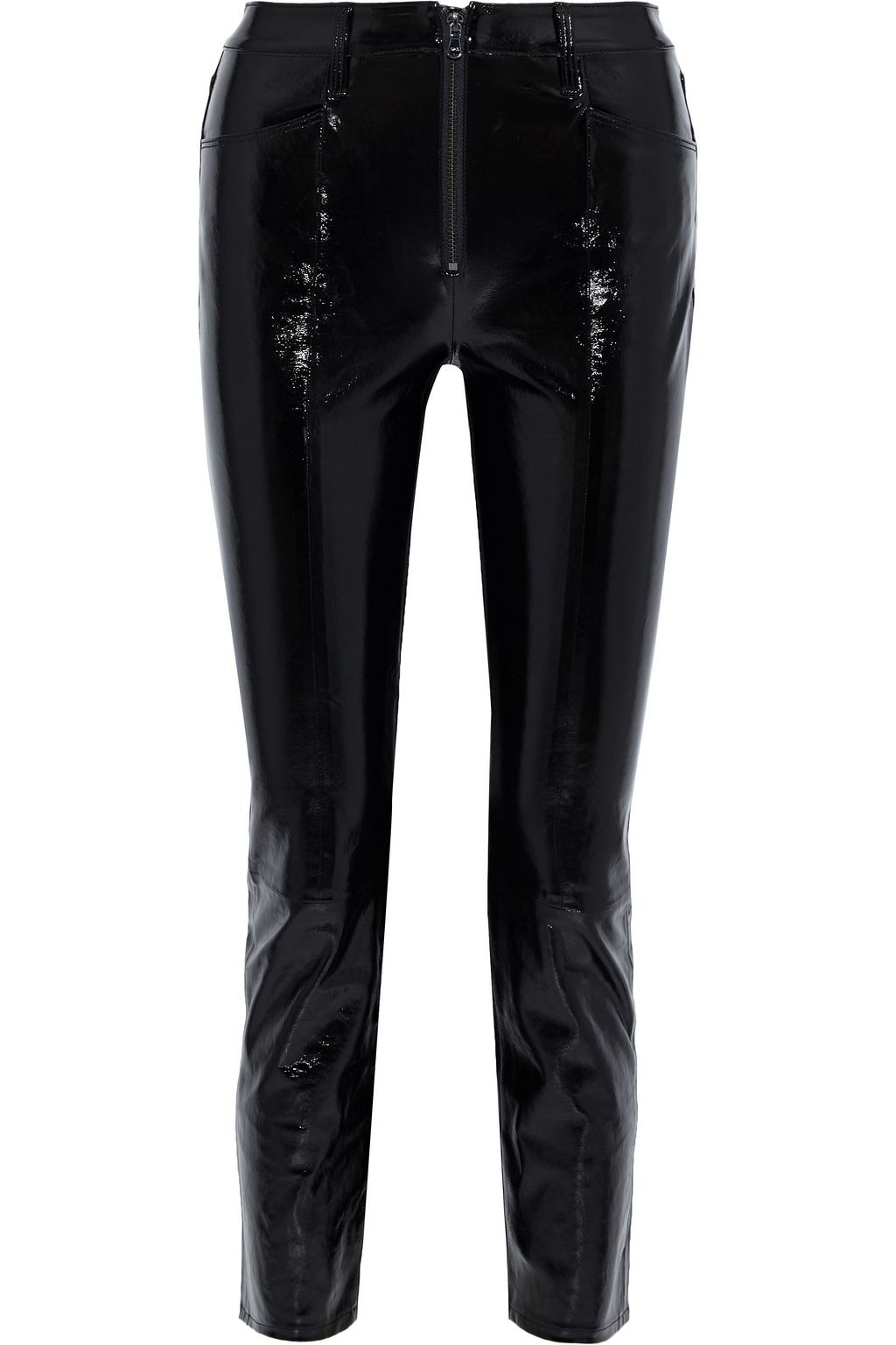 FRAME Slick textured patent-leather slim-leg pants | THE OUTNET