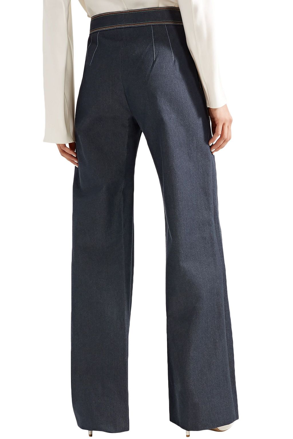 CAROLINA HERRERA Button-embellished high-rise wide-leg jeans