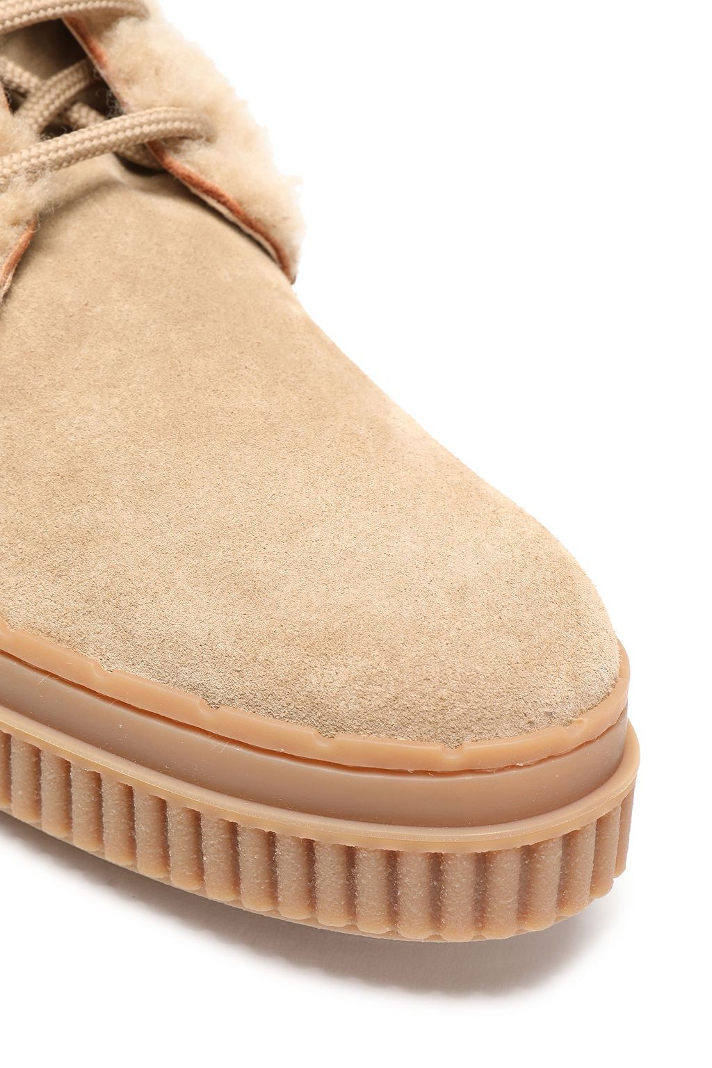 TOD'S Studded suede and shearling ankle boots