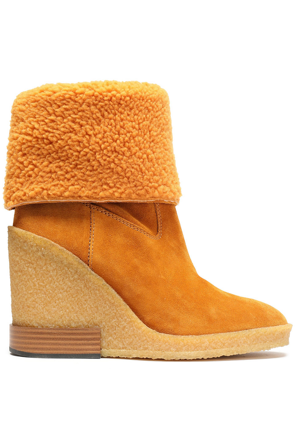 Shearling wedge ankle boots