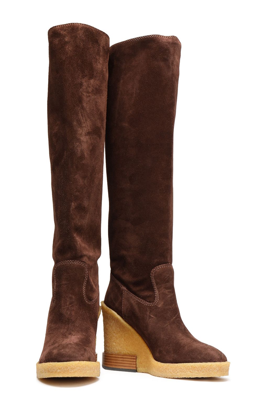TOD'S Suede wedge knee boots