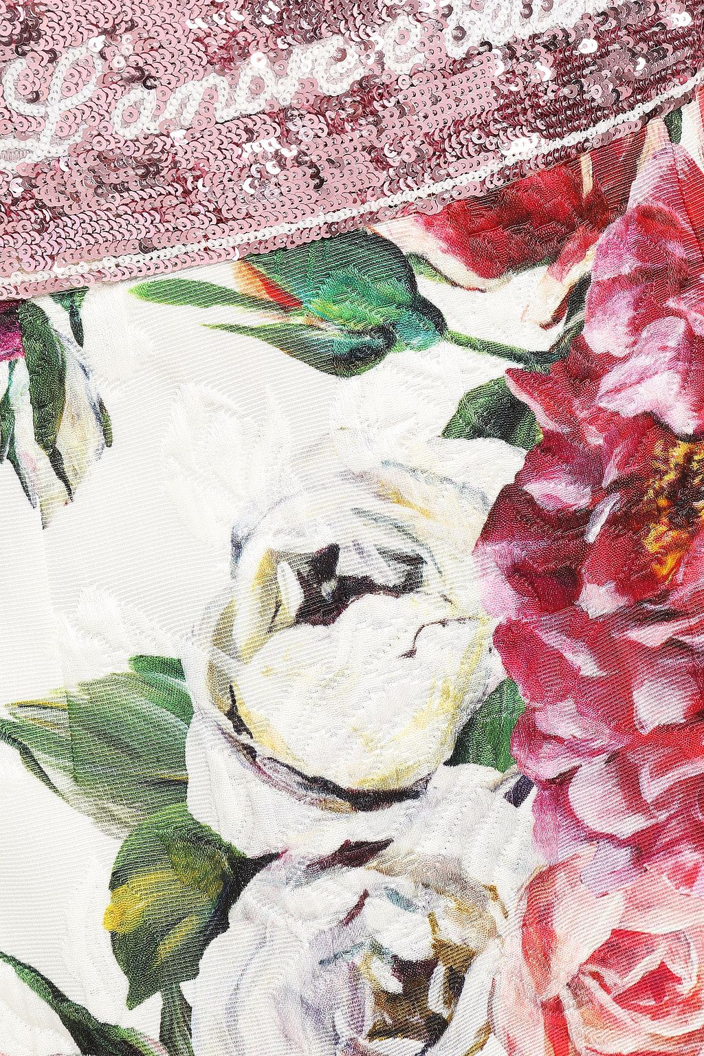 DOLCE&GABBANA Sequin-embellished floral-print cotton-blend jacquard mini skirt