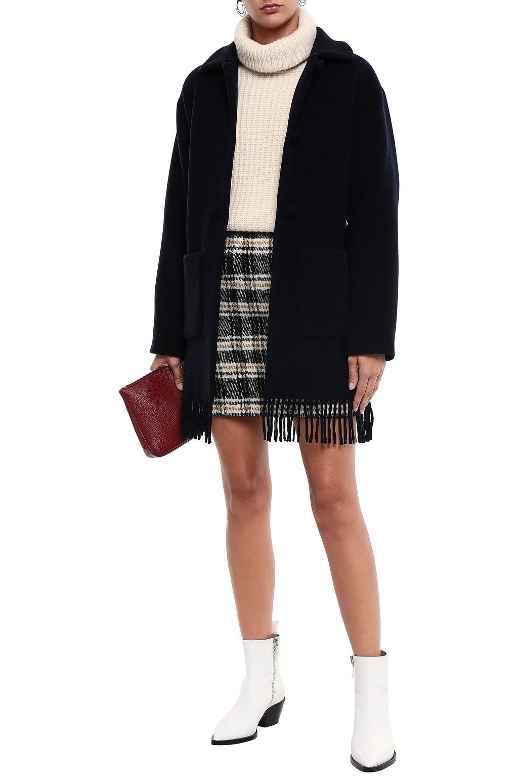 CLAUDIE PIERLOT Guillaume fringe-trimmed wool-blend coat