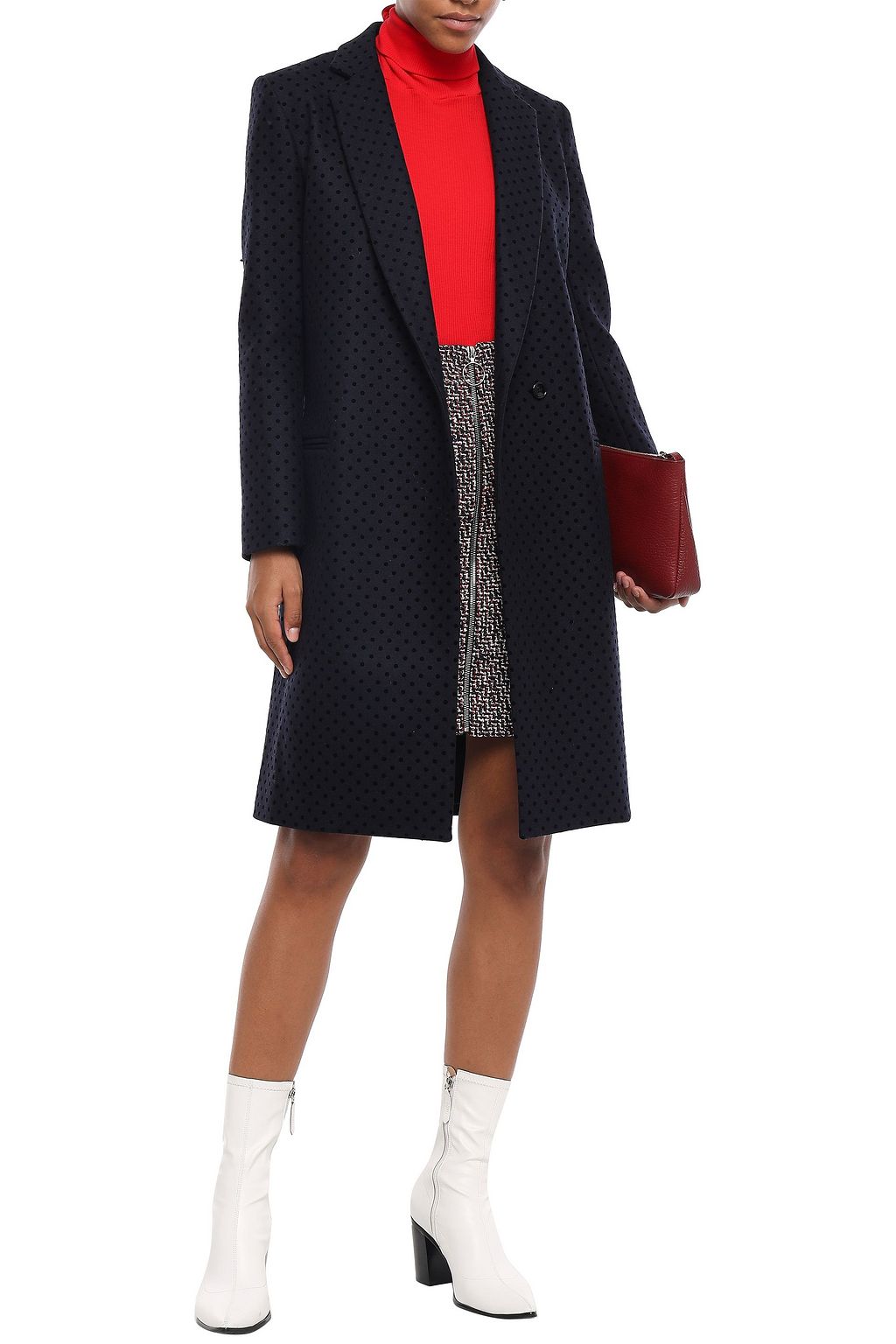 CLAUDIE PIERLOT Gold flocked wool-blend felt coat
