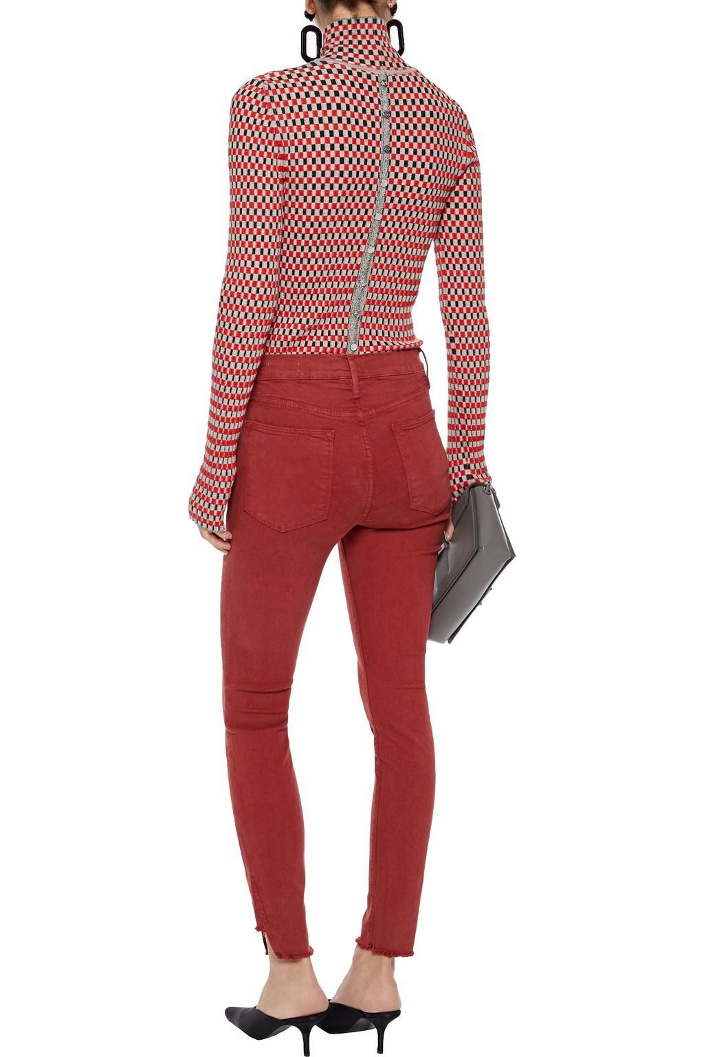 FRAME Frayed low-rise skinny jeans