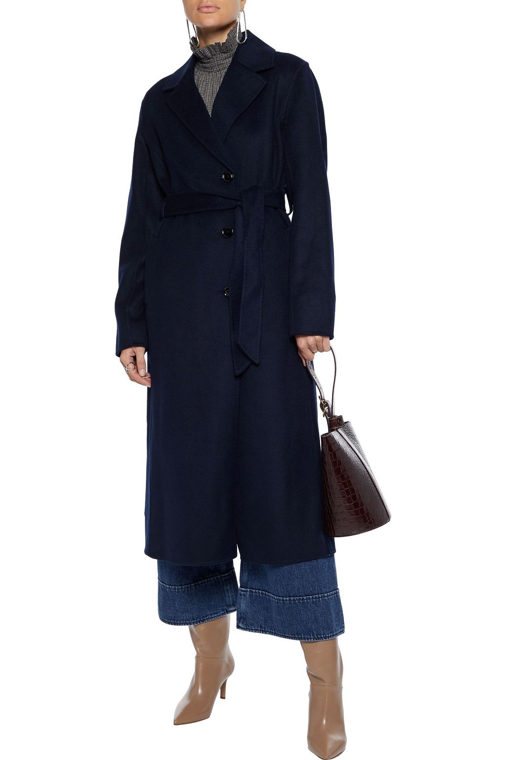 FRAME Belted wool-blend coat