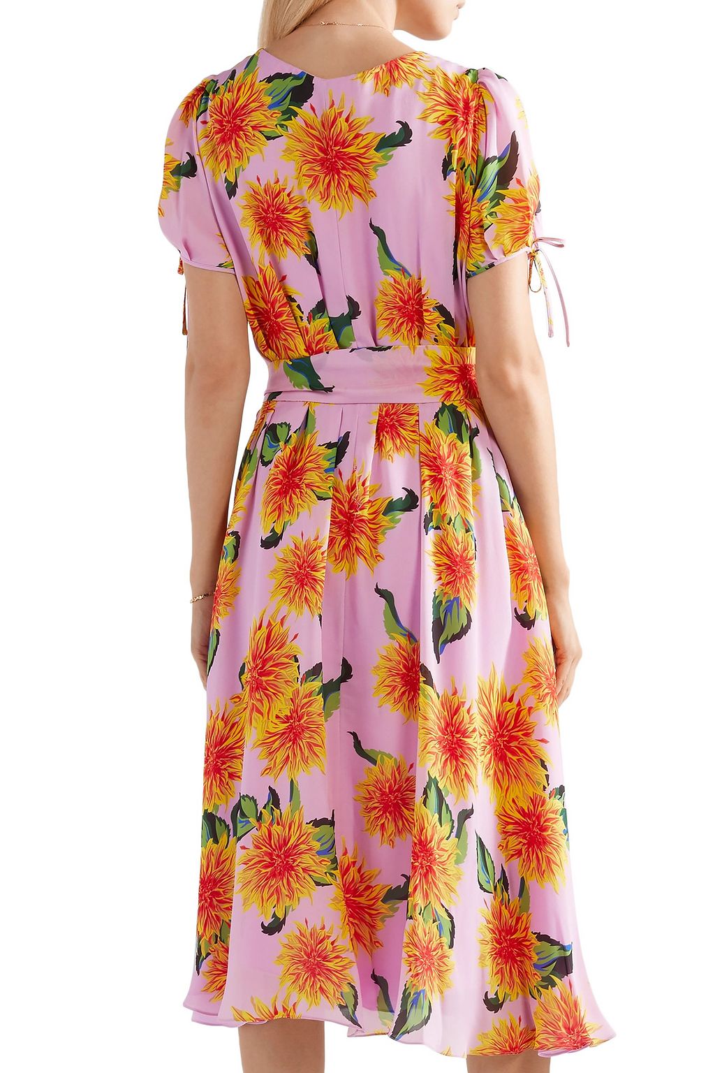 CAROLINA HERRERA Floral-print silk crepe de chine midi wrap dress