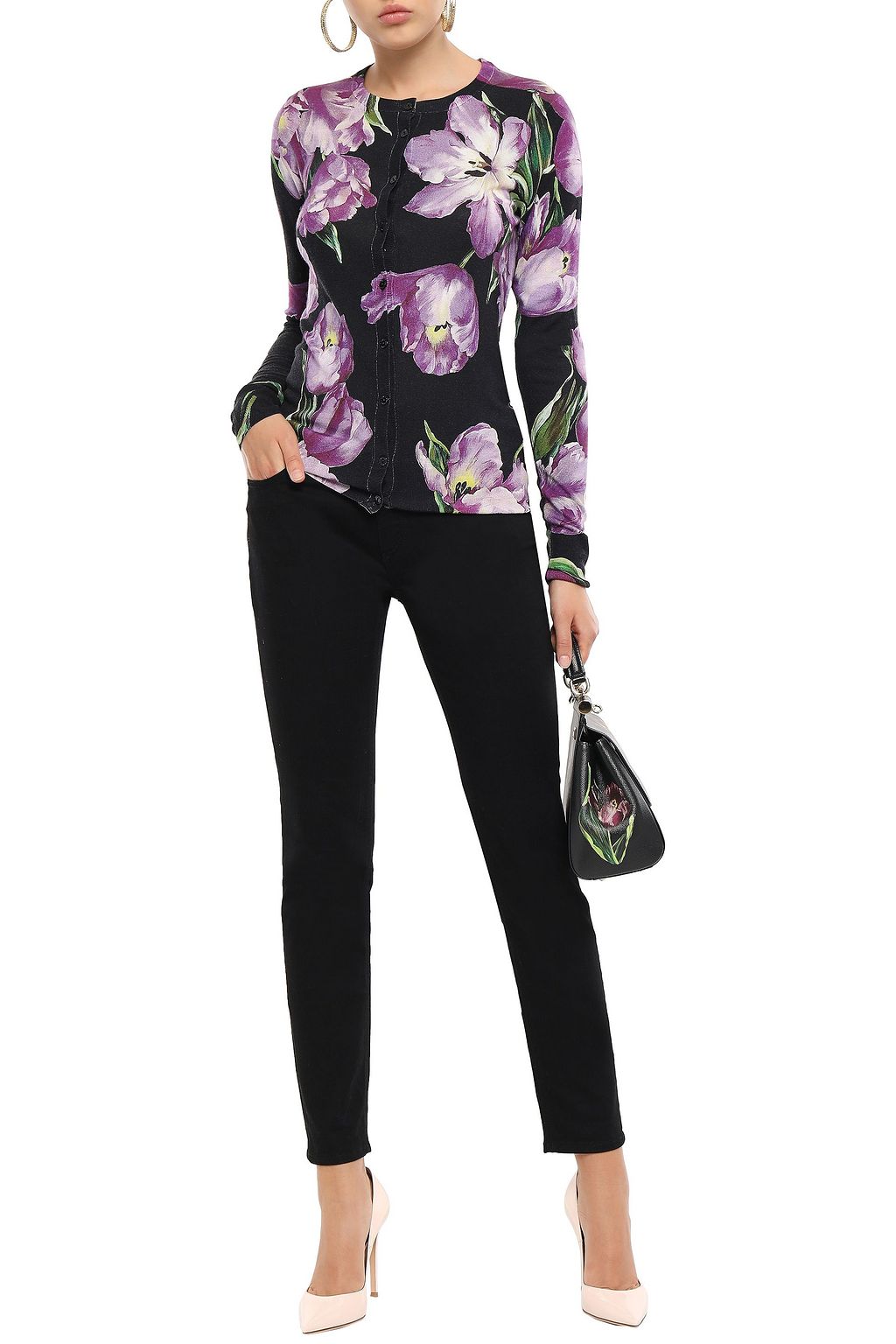 DOLCE&GABBANA Floral-print cashmere and silk-blend cardigan