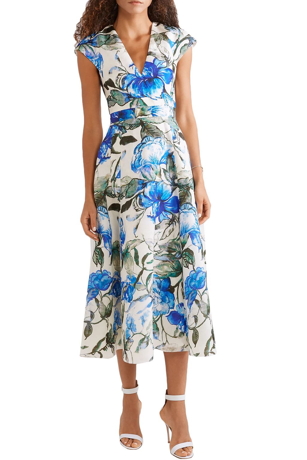 CAROLINA HERRERA Floral-print silk crepe de chine midi dress