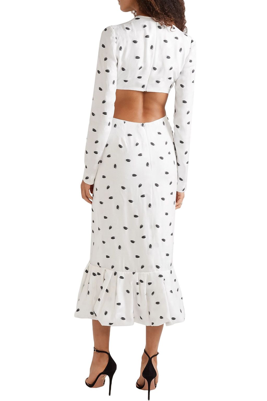 CAROLINA HERRERA Cutout knotted polka-dot jacquard midi dress