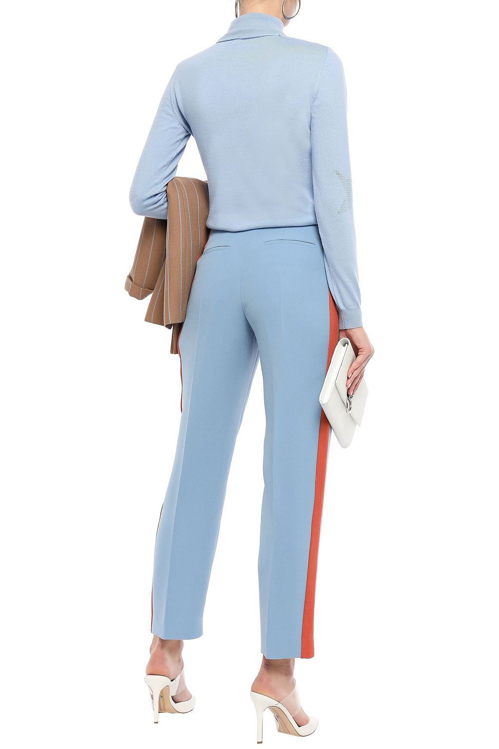 ROKSANDA Satin-trimmed pleated crepe tapered pants