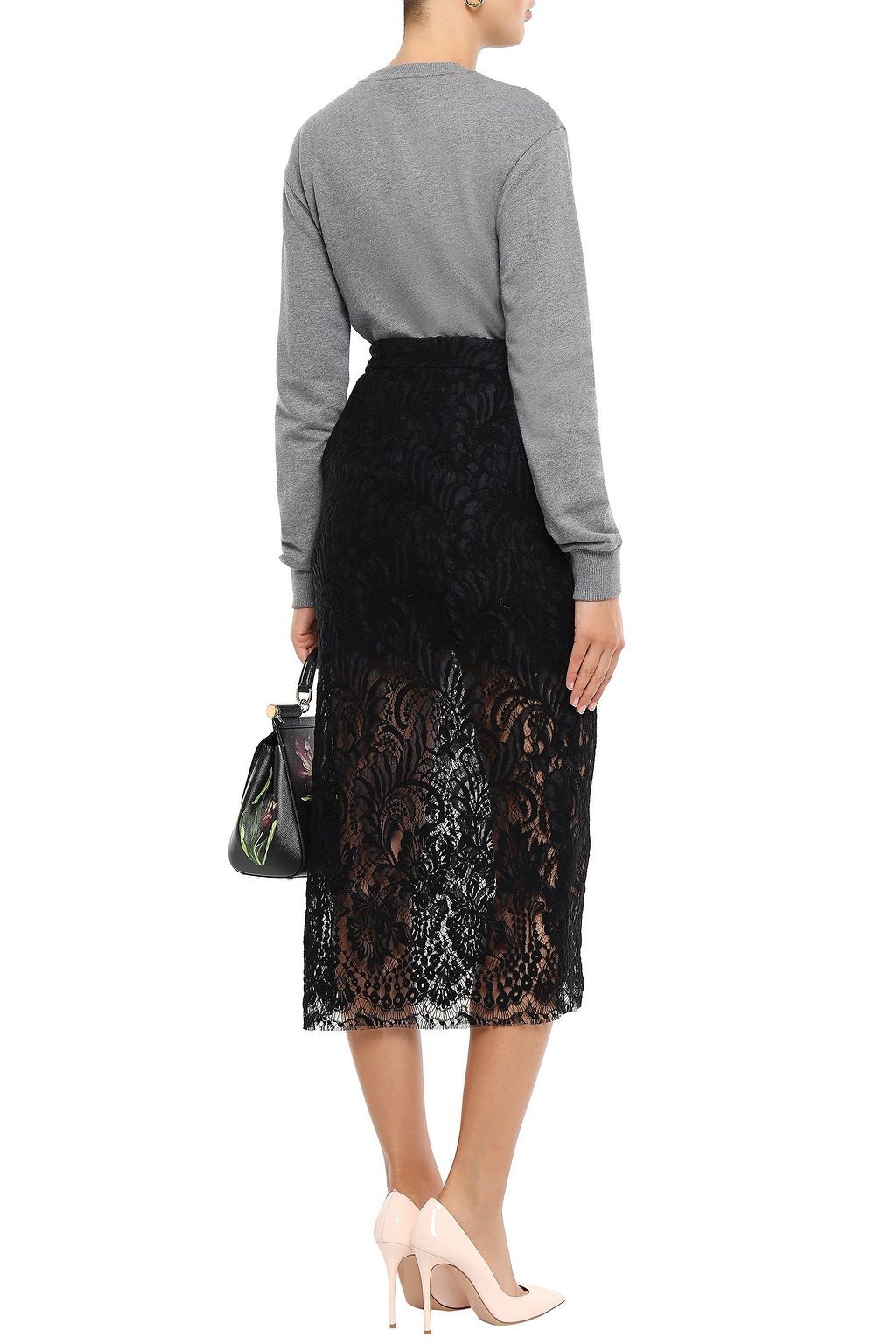 DOLCE&GABBANA Floral-appliquéd French cotton-terry sweatshirt