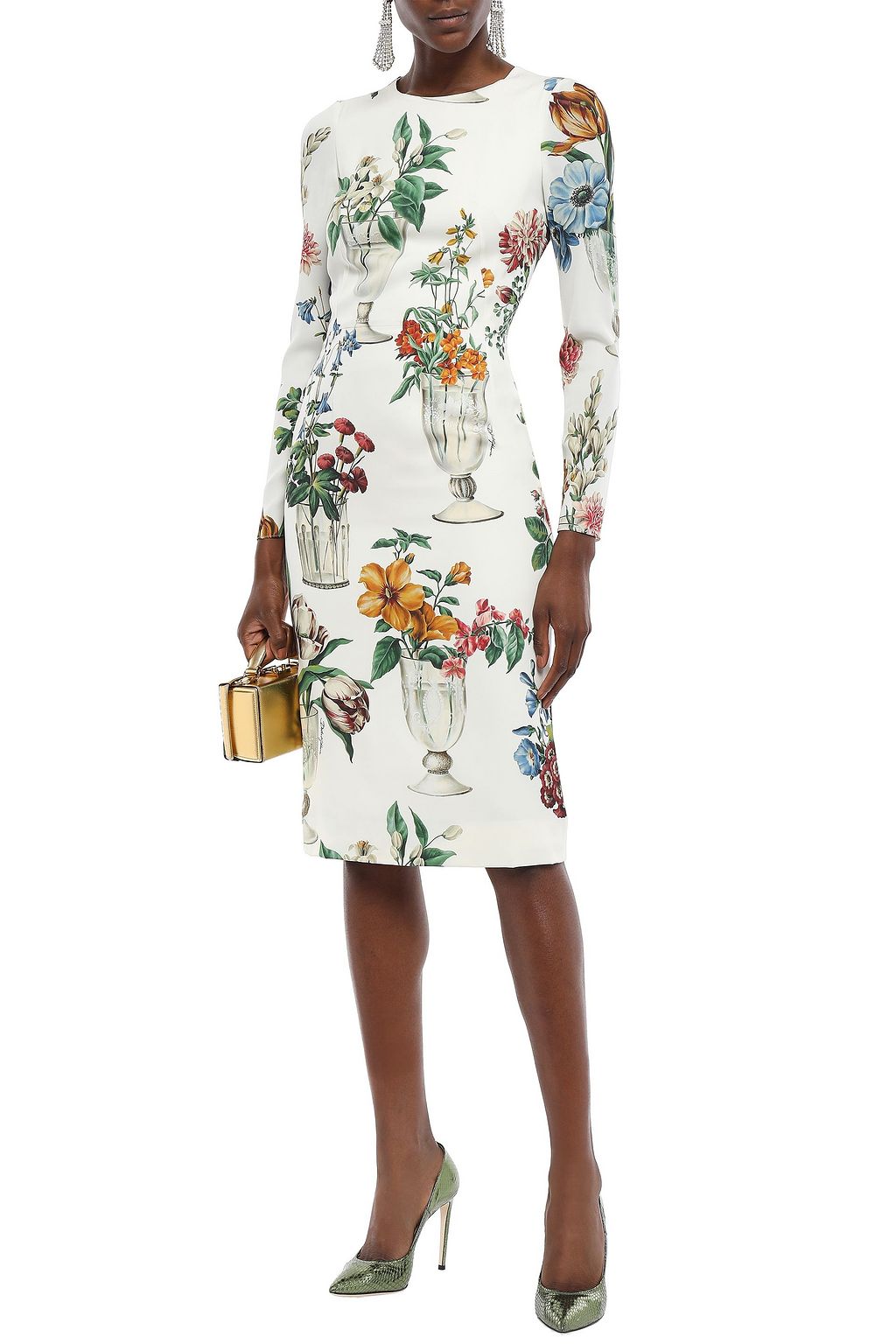 DOLCE&GABBANA Floral-print silk-blend charmeuse dress