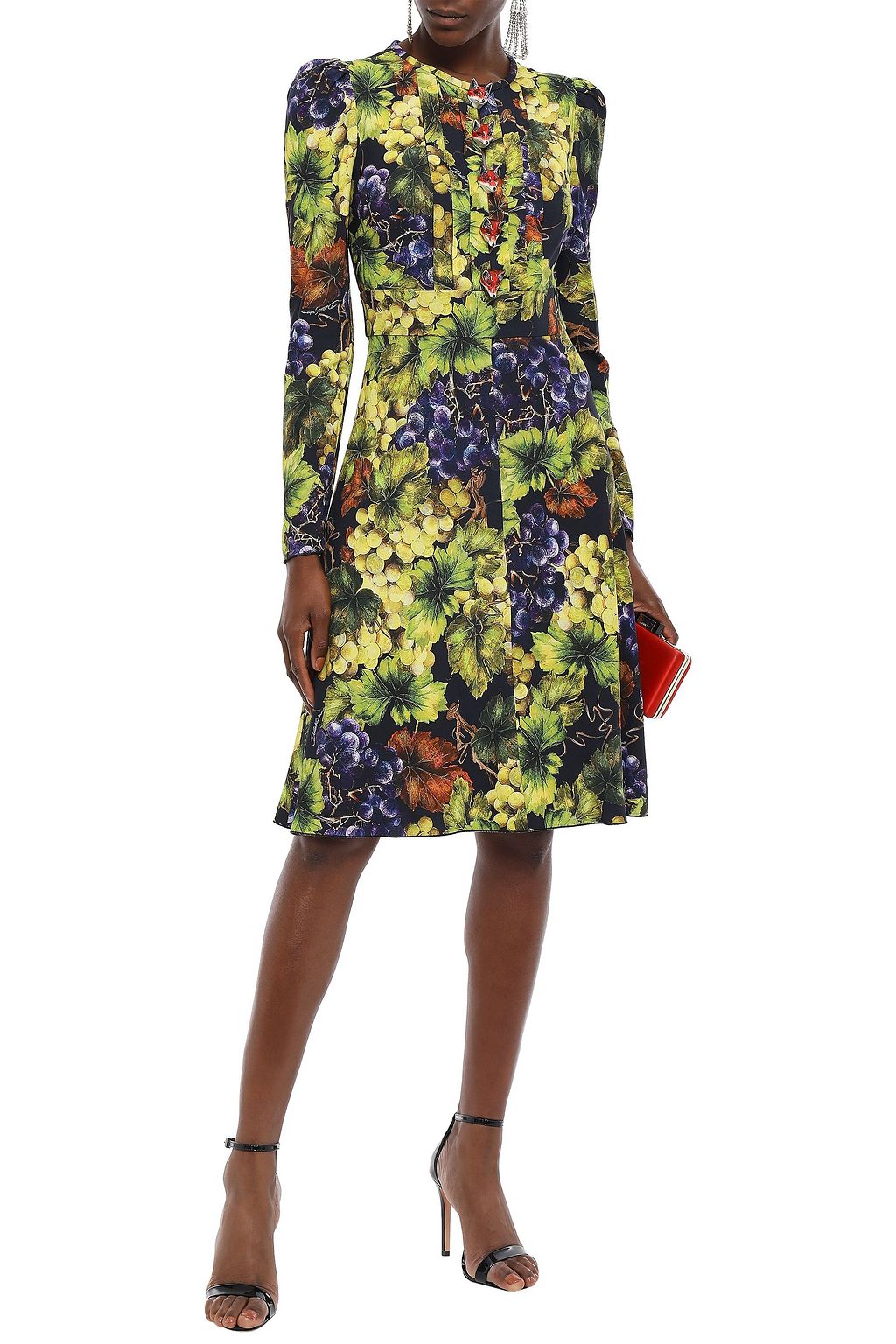 Army Green Shaded Palm Appliqued Georgette Paneled Embellished Silk Crepe De Chine Gown Sale Up To 70 Off The Outnet Haute Hippie The Outnet