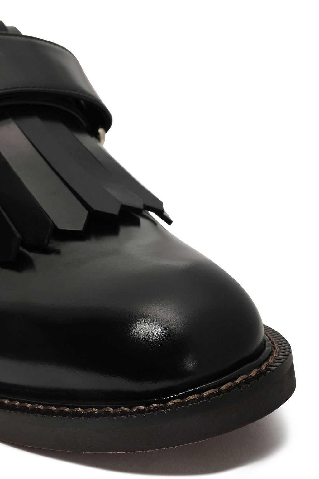 MARNI Fringed glossed-leather brogues