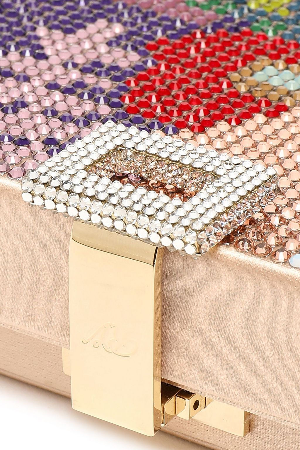 ROGER VIVIER Crystal-embellished satin clutch